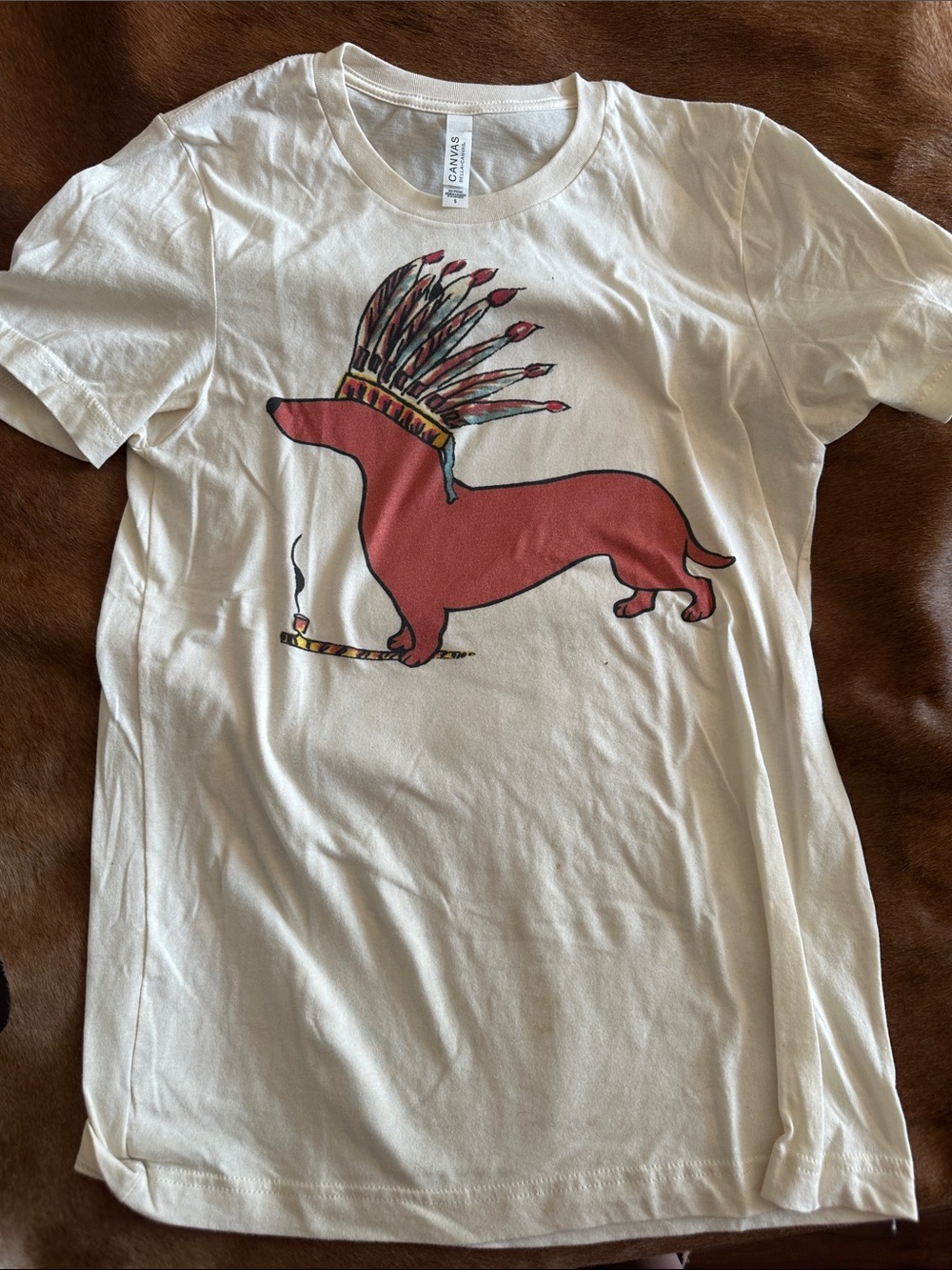 White Tee with Red Dachshund Graphic